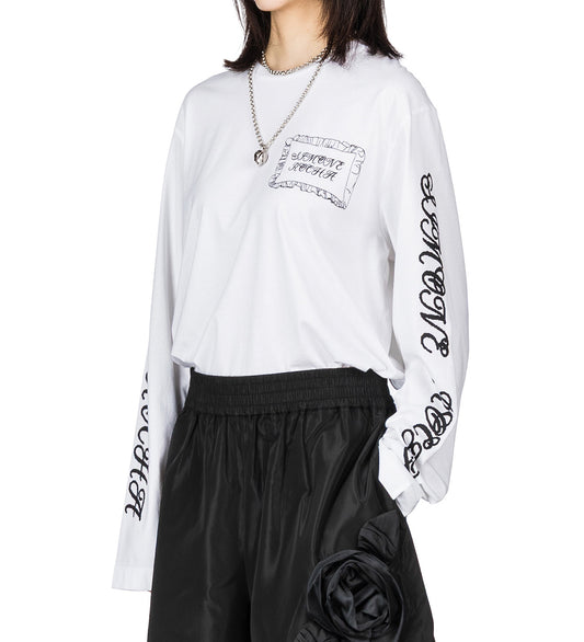 PILLOWCASE LOGO PRINT LONG SLEEVE T-SHIRT WHITE/BLACK