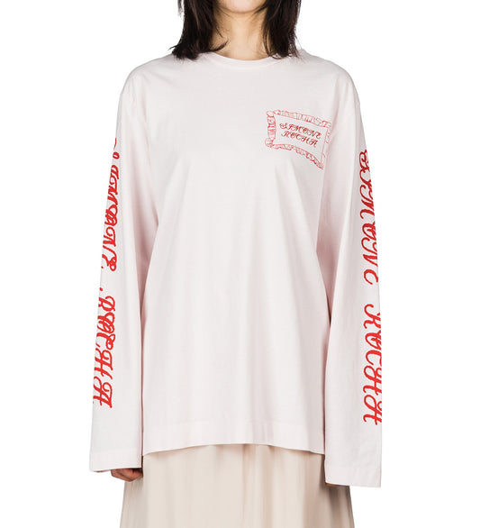 PILLOWCASE LOGO PRINT LONG SLEEVE T-SHIRT PINK/RED