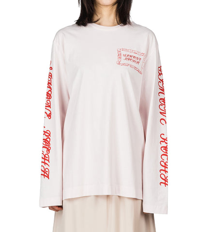 PILLOWCASE LOGO PRINT LONG SLEEVE T-SHIRT PINK/RED