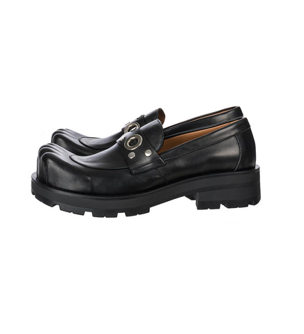 MOCCASIN MOGGIES WITH EYELETS BLACK