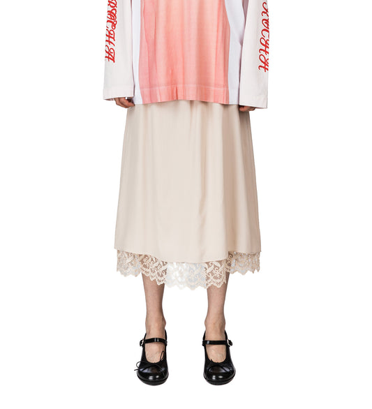LACE TRIM NEGLIGEE SKIRT NUDE