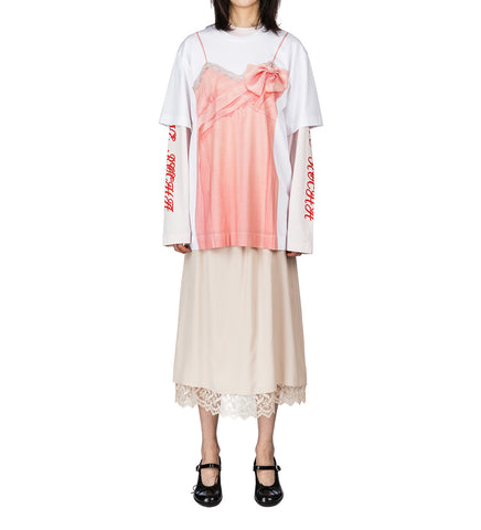 LACE TRIM NEGLIGEE SKIRT NUDE