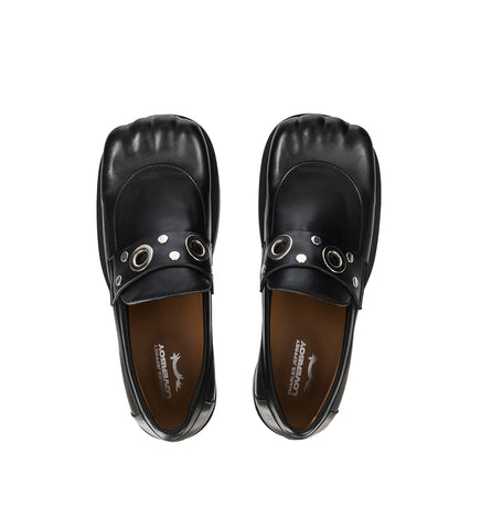 MOCCASIN MOGGIES WITH EYELETS BLACK
