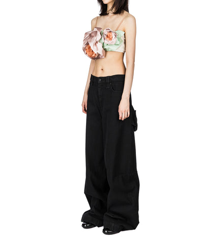 WIDE LEG PUDDLE BOW LOOP JEANS BLACK