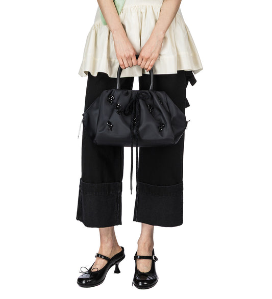 GATHERED TOP HANDLE BAG BLACK/BLACK/JET