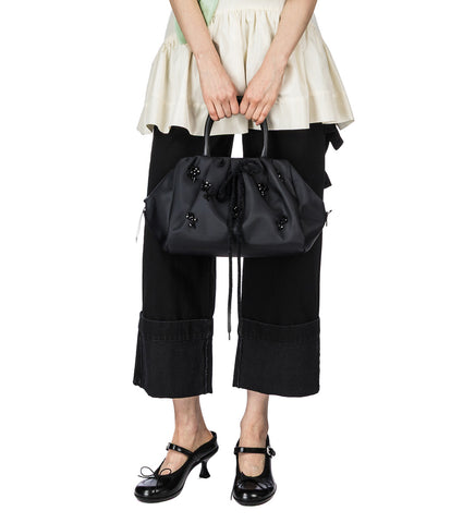 GATHERED TOP HANDLE BAG BLACK/BLACK/JET