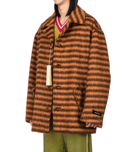 STRIPED MOHAIR COAT CARROT