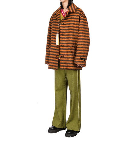 STRIPED MOHAIR COAT CARROT