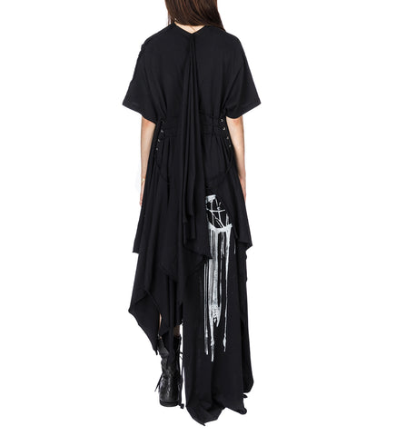 GUUSTA LONG HIGH COMFORT DECONSTRUCTED DRESS BLACK
