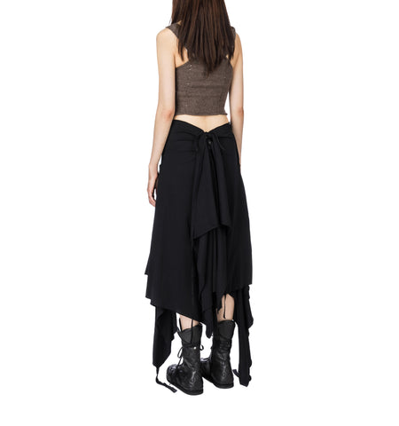 ALWINA CROPPED KNITTED SLIP TOP WITH LACED UP DETAIL BEAVER