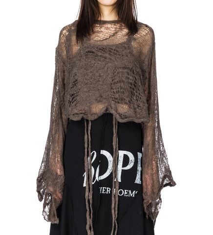 CILIA ASYMMETRIC OFF SHOULDER KNIT SWEATER BEAVER