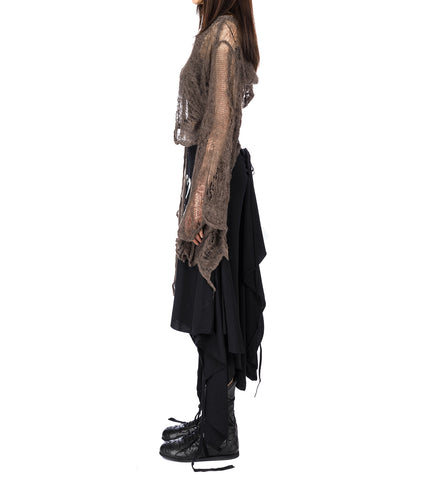 CILIA ASYMMETRIC OFF SHOULDER KNIT SWEATER BEAVER