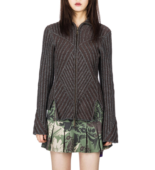 WARRIOR KNIT ZIP UP GREY/BROWN