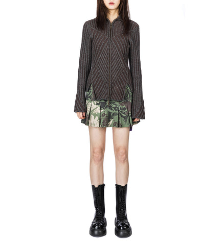 WARRIOR KNIT ZIP UP GREY/BROWN