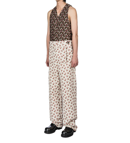 SKELETON PANTS BEIGE RED FLOWER
