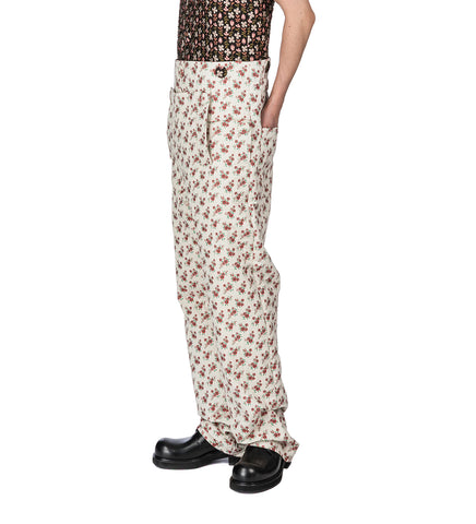 SKELETON PANTS BEIGE RED FLOWER