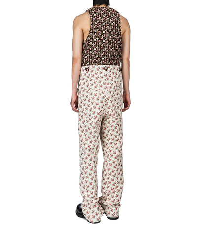 SKELETON PANTS BEIGE RED FLOWER