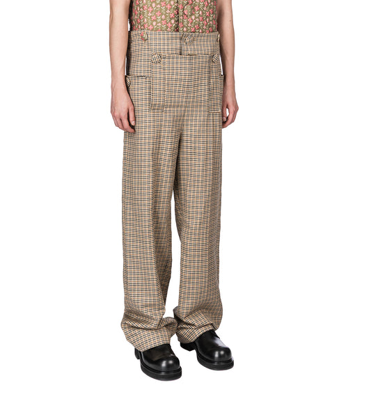 SKELETON PANTS CHECK BROWN