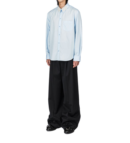 CROPPED WIDE LEG MULTI BELT LOOP TROUSERS BLACK/JET
