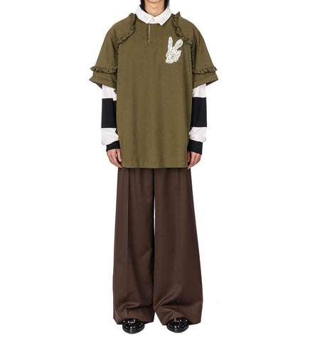 LAYERED RUFFLE RUGBY SHIRT KHAKI/MULTI/PEARL/CLEAR