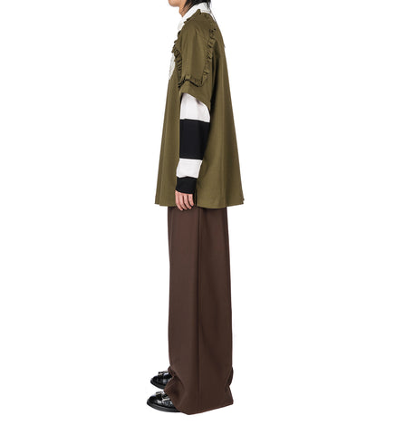 LAYERED RUFFLE RUGBY SHIRT KHAKI/MULTI/PEARL/CLEAR