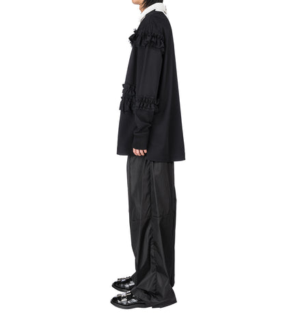 TRACK PANTS W/ DAISY EMB BLACK