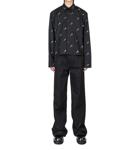 GABARDINE TROUSERS BLACK RUSTIC