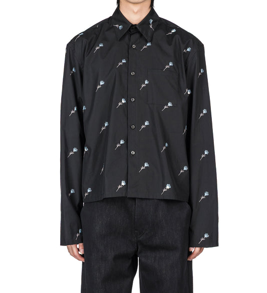 SHIRT MINI BLACK FLOWERS POPELINE