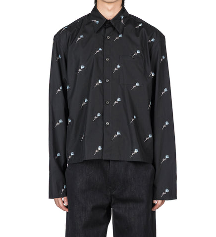 SHIRT MINI BLACK FLOWERS POPELINE