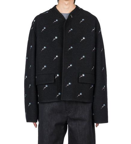 WALKER JACKET CIRY CROP BLACK FLOWERS FELTED