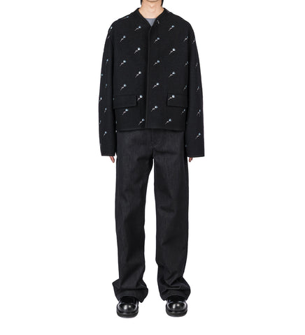 WALKER JACKET CIRY CROP BLACK FLOWERS FELTED