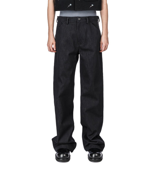 GABARDINE TROUSERS BLACK RUSTIC