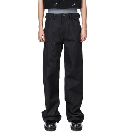 GABARDINE TROUSERS BLACK RUSTIC