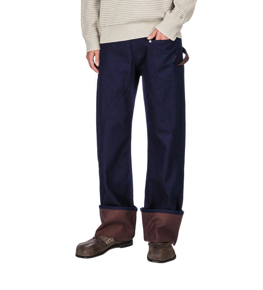 TURN UP TWISTED WORKWEAR JEANS BLUE/RED