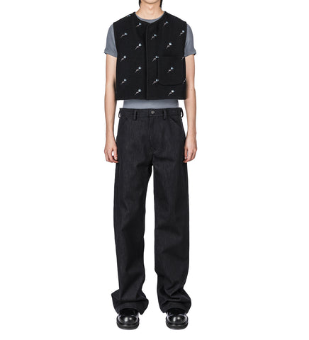 WALKER GILET UTILITY BLACAK FLOWERS FELTED