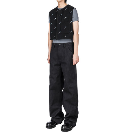 GABARDINE TROUSERS BLACK RUSTIC