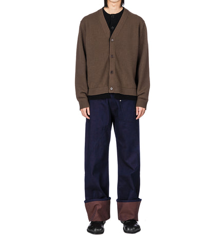 CONTRAST LAYERED CARDIGAN BROWN