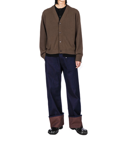 CONTRAST LAYERED CARDIGAN BROWN