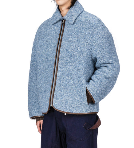 CONTRAST TRIM CASUAL JACKET BLUE MELANGE