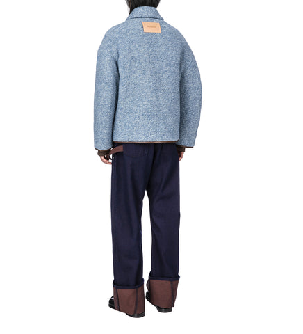 CONTRAST TRIM CASUAL JACKET BLUE MELANGE