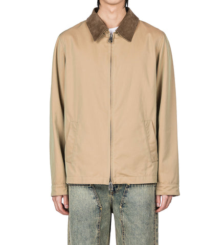 OWEN COTTON COACHING JACKET SUEDE COLLAR BEIGE