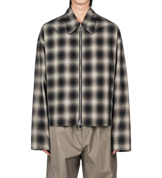 TINO COTTON CHECK SHIRTING COLLAR BLOUSON GREY/BLACK
