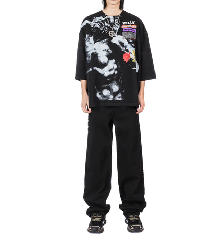 DETERIORATE JEAN SOLID BLACK