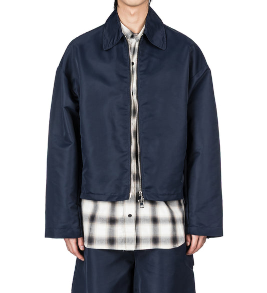 TINO SHINY NYLON SHIRTING COLLAR BLOUSON MIDNIGHT BLUE