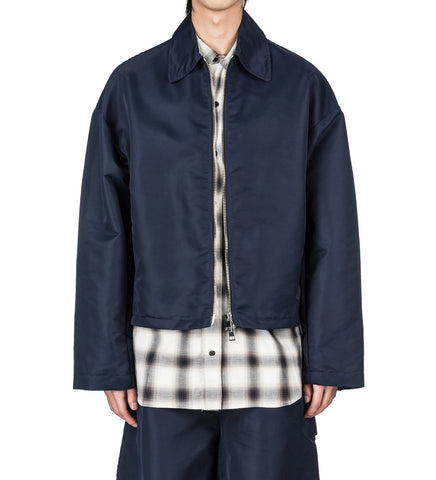 TINO SHINY NYLON SHIRTING COLLAR BLOUSON MIDNIGHT BLUE
