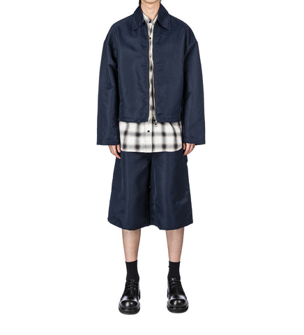 TINO SHINY NYLON SHIRTING COLLAR BLOUSON MIDNIGHT BLUE