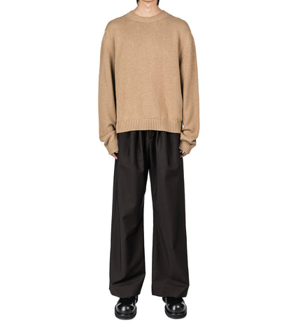 TRACE PLEATED MOHAIR DRAWSTRING TROUSERS DARK CHOCOLATE BROWN