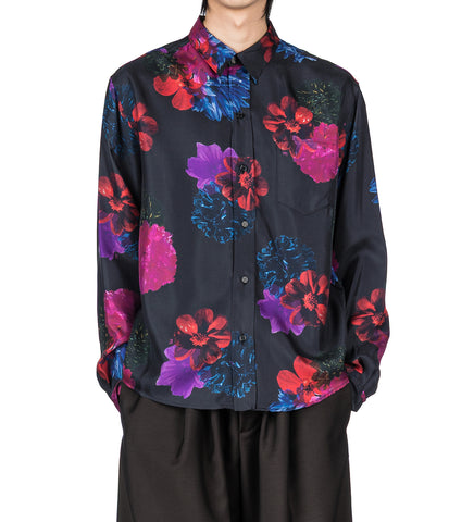 PABLO CROPPED UNLINED FLOWER PRINT SHIRT MULTICOLOR