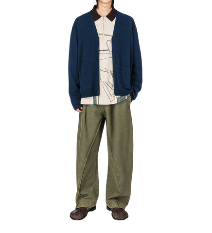 V NECK ZIP UP CARDIGAN STEEL BLUE