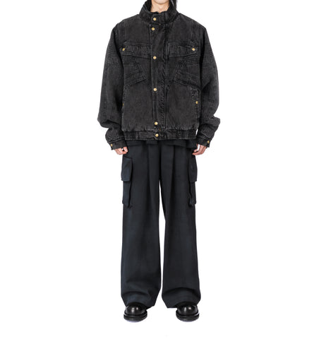 KROW DENIM JACKET WASHED BLACK